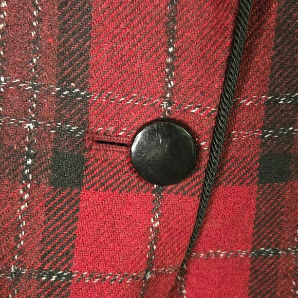 Vintage Womens 12 Tartan Plaid Blazer Wool Blend Holidays Old Money Preppy Acade - Picture 8 of 9